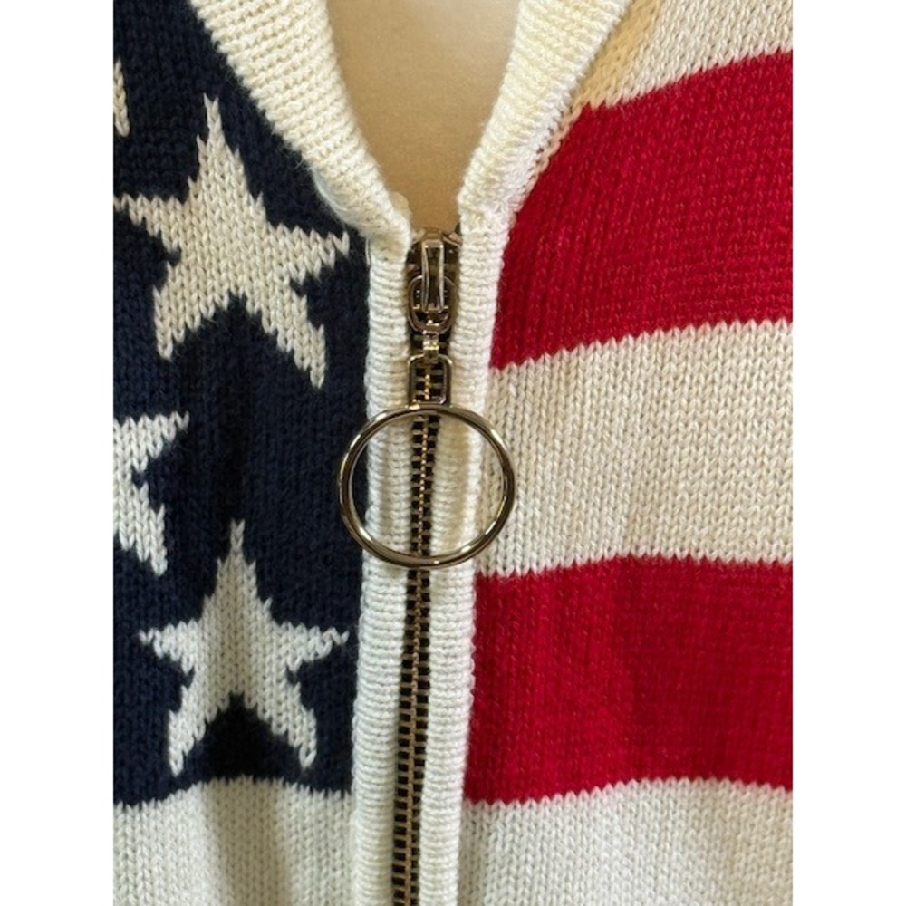 Show Me Your MuMu Zippy Cardigan America Knit Stars Stripes Flag Print Small - Picture 5 of 12